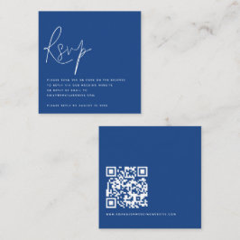 Cartão De Informações Código QR de Script Minimalista Casamento RSVP Azu