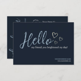 Cartão De Informações Código QR de Script Moderno do marinho, Obrigado a