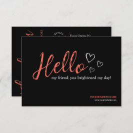 Cartão De Informações Código QR de Script Moderno Preto, Obrigado Empres