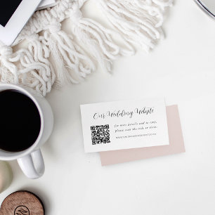 Cartão De Informações Código QR de Site de Casamento com Caligrafia Eleg