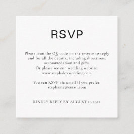 Cartão De Informações Código QR de texto simples preto e branco RSVP