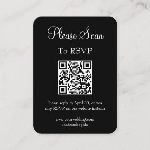 Cartão De Informações Código QR de Verificação de Casamento Preto Modern