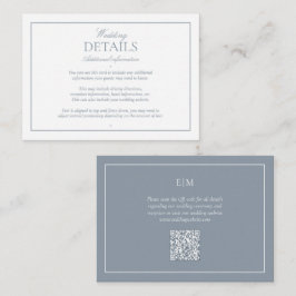 Cartão De Informações Código QR Detalhes de Casamento do Monograma Azul 