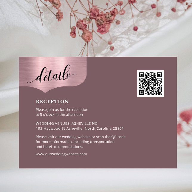 Cartão De Informações Código QR Detalhes do Laranja Dourado Rosa Metálic (Criador carregado)