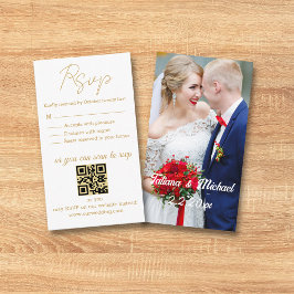 Cartão De Informações código qr do casamento de fotos simples elegante d