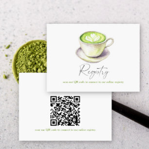 Cartão De Informações Código QR do chá de noiva de Matcha para o registr