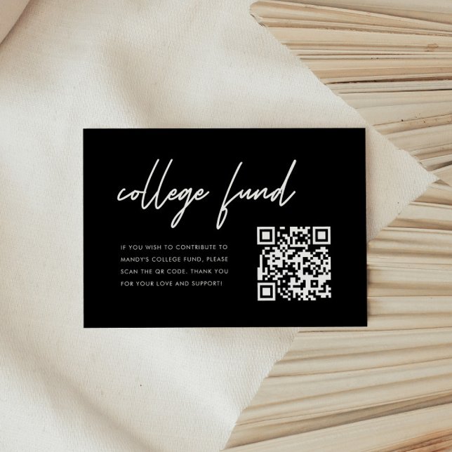 Cartão De Informações Código QR do Fundo de Graduação Preto Moderno (Criador carregado)