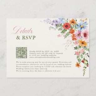 Cartão De Informações Código QR do Jardim de Primavera de Flores Silvest