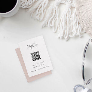 Cartão De Informações Código QR do Registro de Caligrafia Elegante