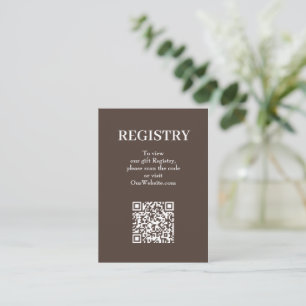 Cartão De Informações Código QR do Registro de Casamento Chic Brown