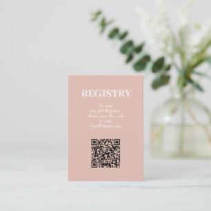 Cartão De Informações Código QR do Registro de Casamento Chic Dusty Pink