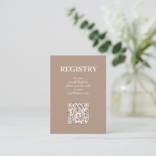 Cartão De Informações Código QR do Registro de Casamento Chic Tan