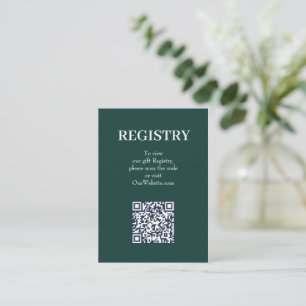 Cartão De Informações Código QR do Registro de Casamento Esmeralda Chic