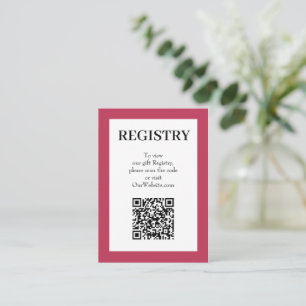 Cartão De Informações Código QR do Registro de Casamento Magenta