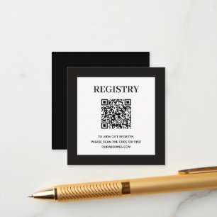 Cartão De Informações Código QR do Registro de Casamento Preto