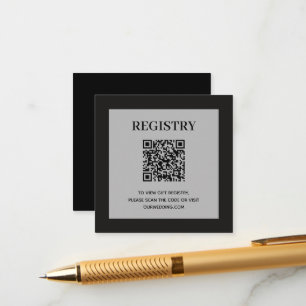Cartão De Informações Código QR do Registro de Casamento Preto