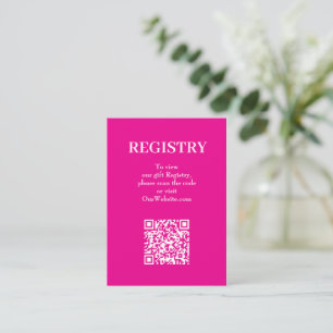 Cartão De Informações Código QR do Registro de Casamento Rosa Chic