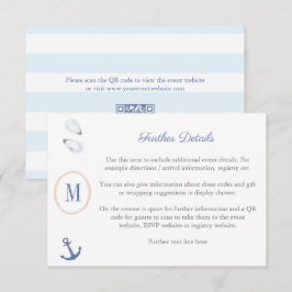 Cartão De Informações Código QR do Registro de Chá de Bebê do Monograma 