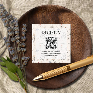 Cartão De Informações Código QR do Registro de Chás de Bebê com Flores S
