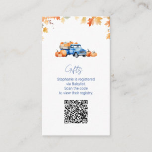 Cartão De Informações Código QR do Registro de Presentes Caminhão Azul A