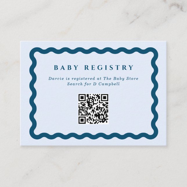 Cartão De Informações Código QR do Registro do Baby Frame Azul Retroativ (Frente)
