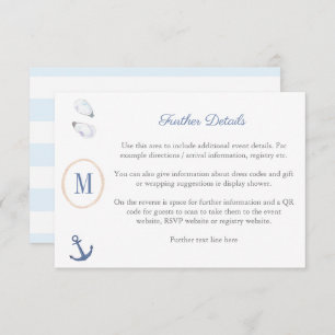 Cartão De Informações Código QR do Registro do Chá de fraldas Monograma