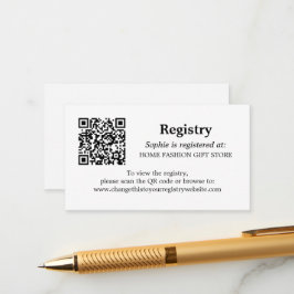 Cartão De Informações Código QR do Registro do chá de panela Branco Pret