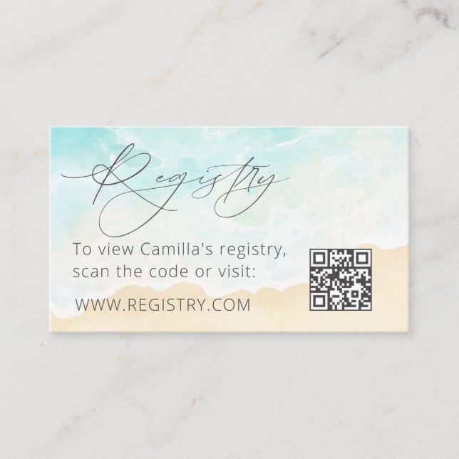 Cartão De Informações Código QR do Registro do Chá de panela de Praia (Frente)