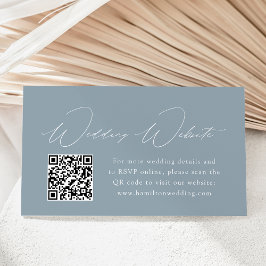 Cartão De Informações Código QR do Site de Casamento Azul Empoeirado Mod