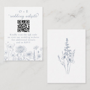 Cartão De Informações Código QR do Site de Casamento Botânico Periwinkle