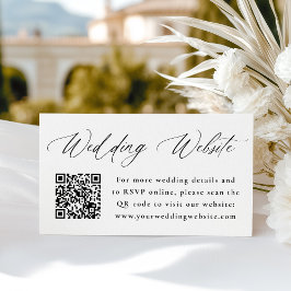 Cartão De Informações Código QR do Site de Casamento com Caligrafia Pret