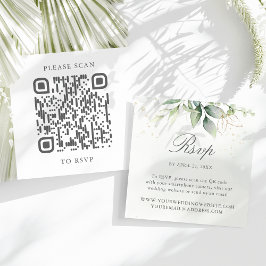 Cartão De Informações Código QR do Site de Casamento com Eucalipto RSVP