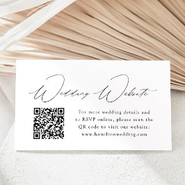 Cartão De Informações Código QR do Site de Casamento com Fonte Preta Mod