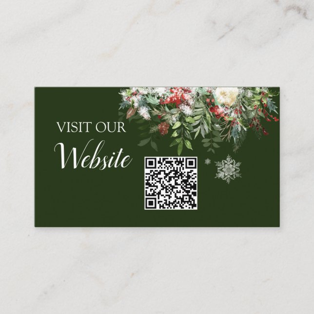 Cartão De Informações Código QR do Site de Casamento da Estação de Natal (Frente)