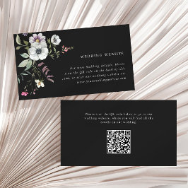 Cartão De Informações Código QR do Site de Casamento de Flores Botânicas