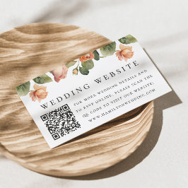 Cartão De Informações Código QR do Site de Casamento de Rosa de Peach le