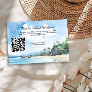 Cartão De Informações Código QR do Site de Casamento de Verão à Beira-Ma