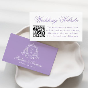 Cartão De Informações Código QR do Site de Casamento Elegant Lavender Cr