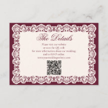 Código QR do Site de Casamento em Renda Burgundy V