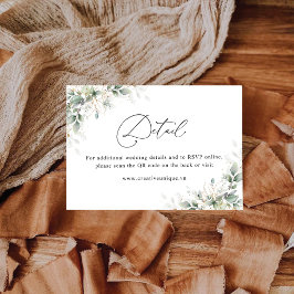Cartão De Informações Código QR do Site de Casamento Eucalyptus Detalhes