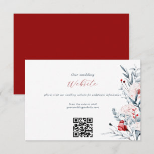 Cartão De Informações Código QR do Site de Casamento Floral de Flores Ve