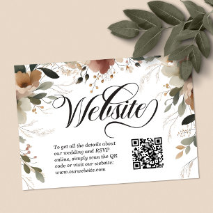 Cartão De Informações Código QR do Site de Casamento Floral Elegance