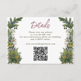 Cartão De Informações Código QR do Site de Casamento Floresta de Madeira
