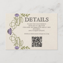 Código QR do Site de Casamento Lilás Roxo Art Nouv