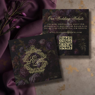 Cartão De Informações Código QR do Site de Casamento Moody Victorian Lac