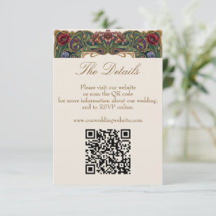 Cartão De Informações Código QR do Site de Casamento no Jardim Floral Vi