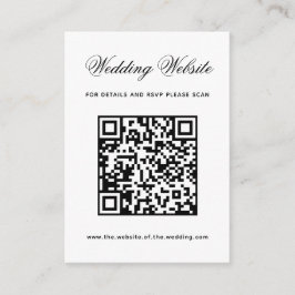 Cartão De Informações Código QR do Site de Casamento Preto e Branco Mini
