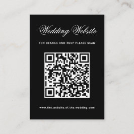 Cartão De Informações Código QR do Site de Casamento Preto Simples Calig