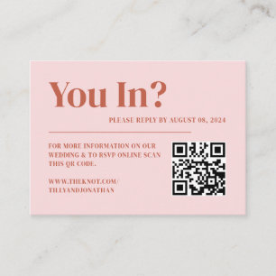 Cartão De Informações Código QR do Site de Casamento Retro Terracota e B