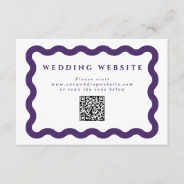 Cartão De Informações Código QR do Site de Casamento Roxo Ondulado
